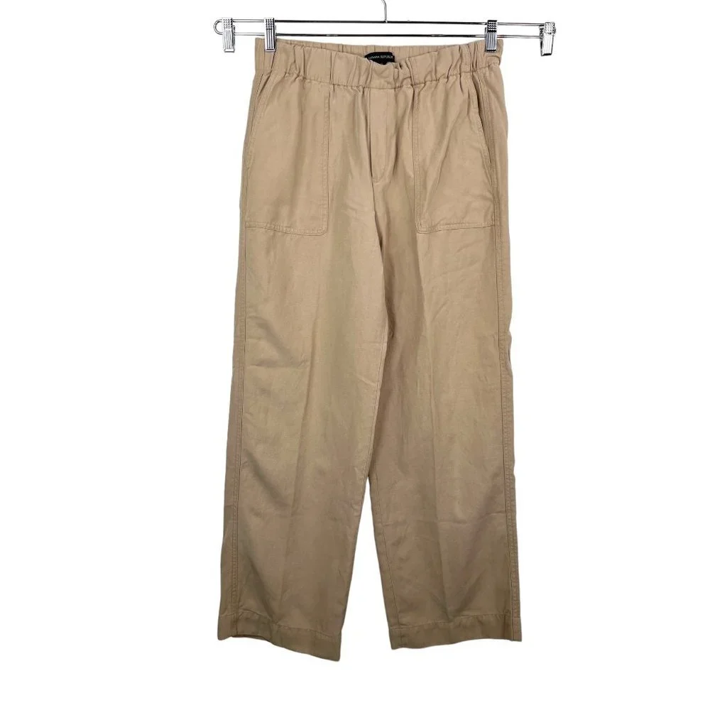 Banana Republic WOMEN PULL ON Loose Pants M $110‎ linen blend sz M Tan